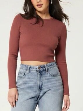 Sweet Rain Mauve Ribbed Long Sleeve Top